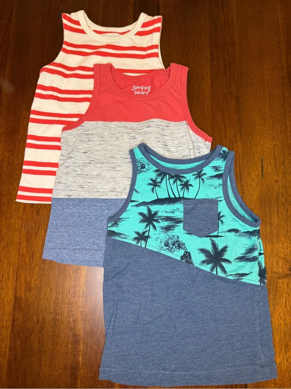 OshKosh B'gosh Boys 3-Pack Tank Tops - Coral, White, Teal, Navy